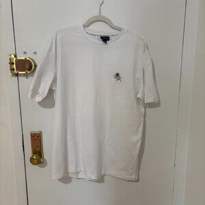 White T-Shirt with Embroidered Design